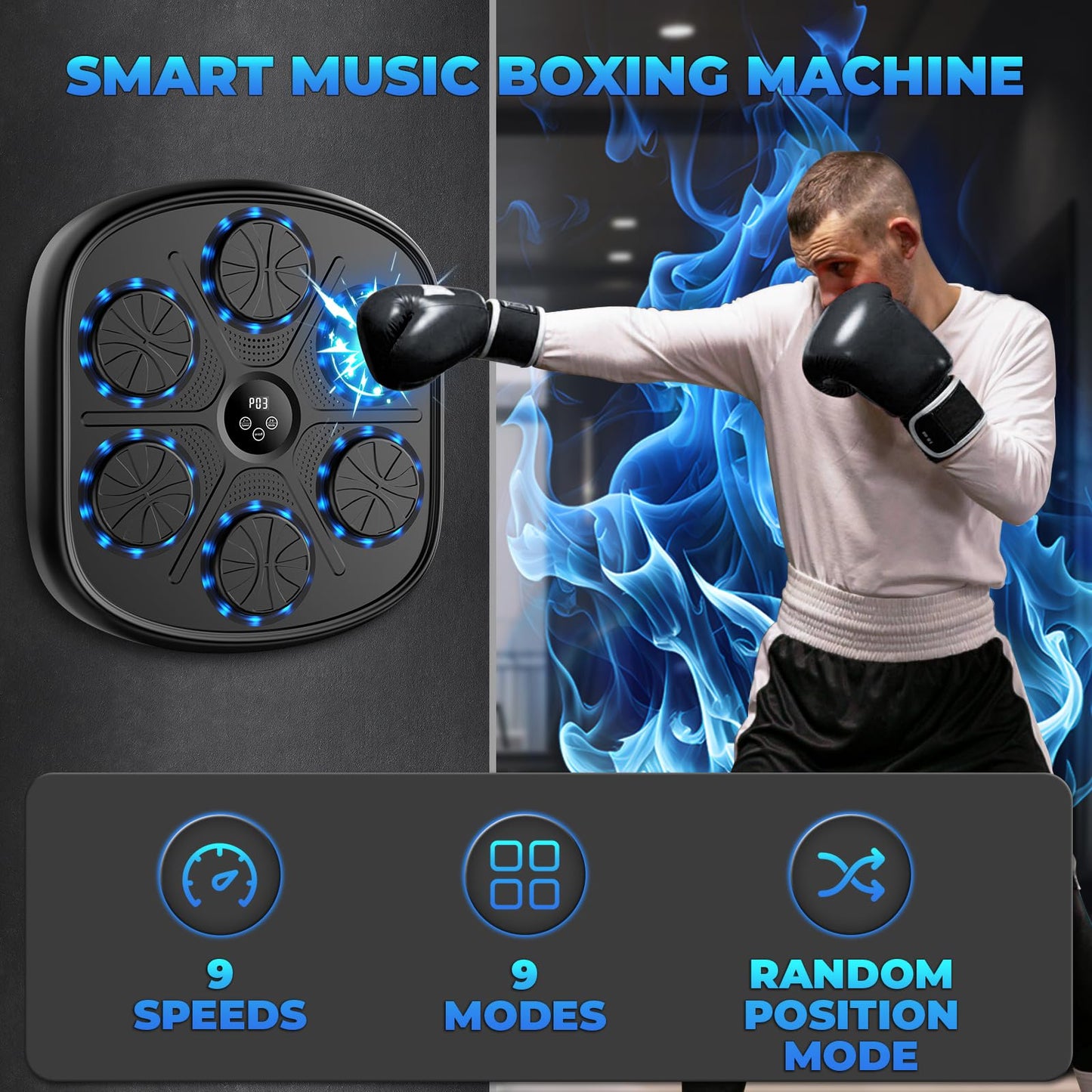 heetipuk Music Boxing Machine for Adults and Kids, Smart Bluetooth Boxing Machine Wall Mounted Music, Adjustable Hitting Sound Volume, Durable PU Material, Fitness/Lose Weight in Home