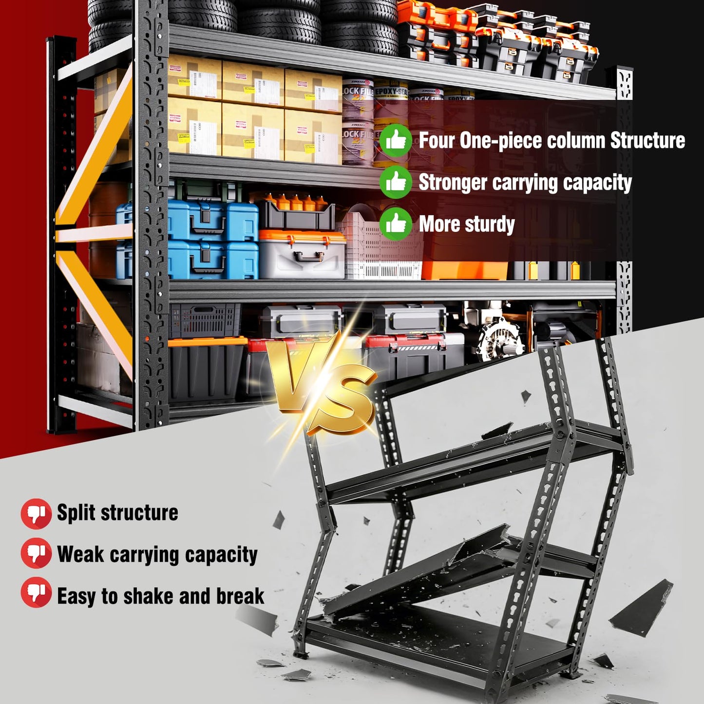 AXASIIO 79"W Heavy Duty Storage Shelves, 8000LBS Adjustable Garage Shelving Unit, Rust Proof Large Metal Storage Rack, 24"D x 79"W x 74"H Industrial Shelving for Warehouse, Basement, Shop, Supermarket
