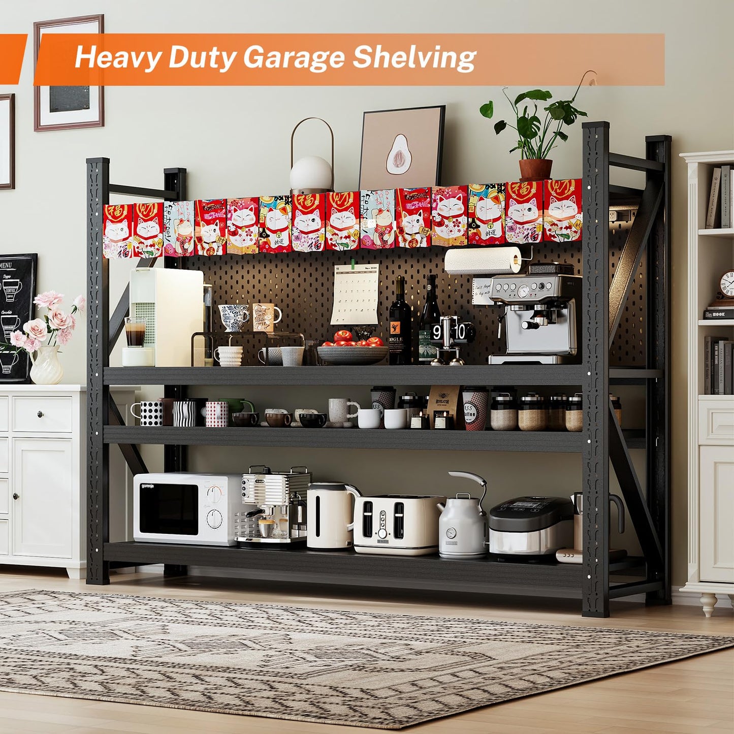 70H"Garage Shelving Units,5000LBS Storage Shelves,Garage Shelving Heavy Duty Metal Adjustable Shelves,Metal Shelving Rack,4Tier Large Tall Industrial Shelving for Warehouse,Pantry 60" W*24" D*70" H