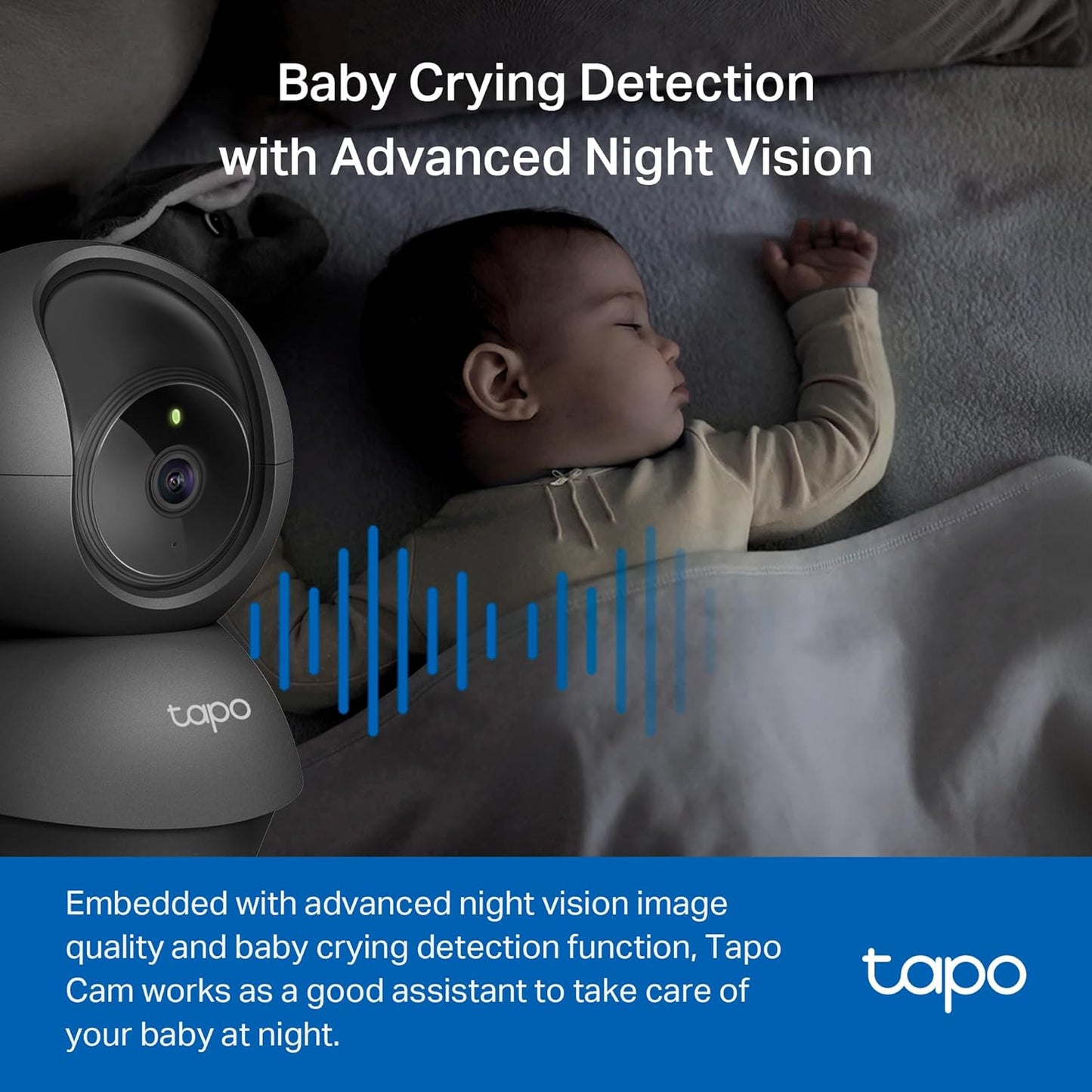 Tapo 1080P 2-Way C201 Indoor Pan/Tilt Wired Security Camera - Works as a Baby & Pet Monitor, Motion Detection, Audio
