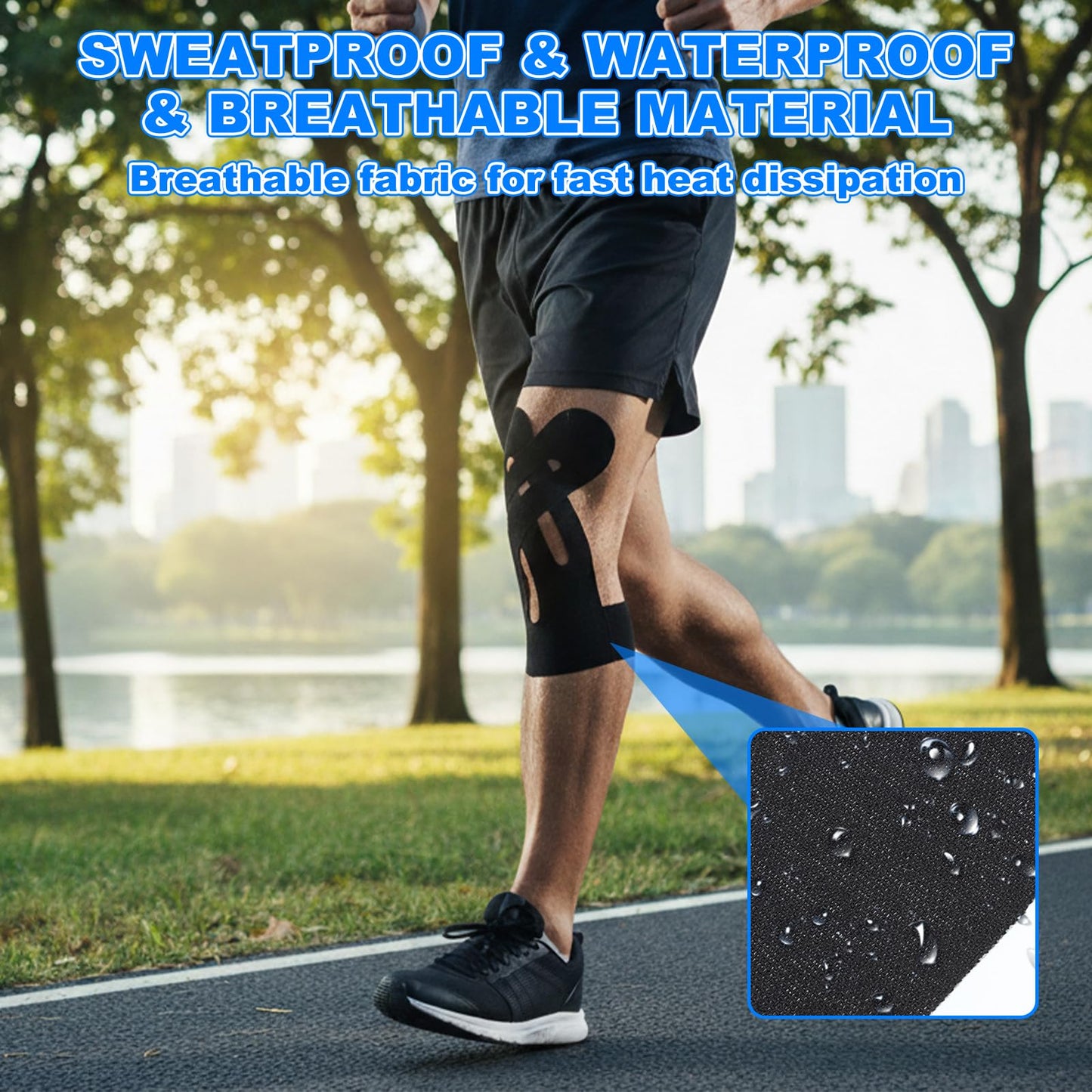 10 Pcs Precut Kinesiology Tape for Knees Knee Tape for Pain Relief Support Elastic Waterproof Sports Tapes Breathable Pre Cut Athletic Tapes for Workout Recovery Sports
