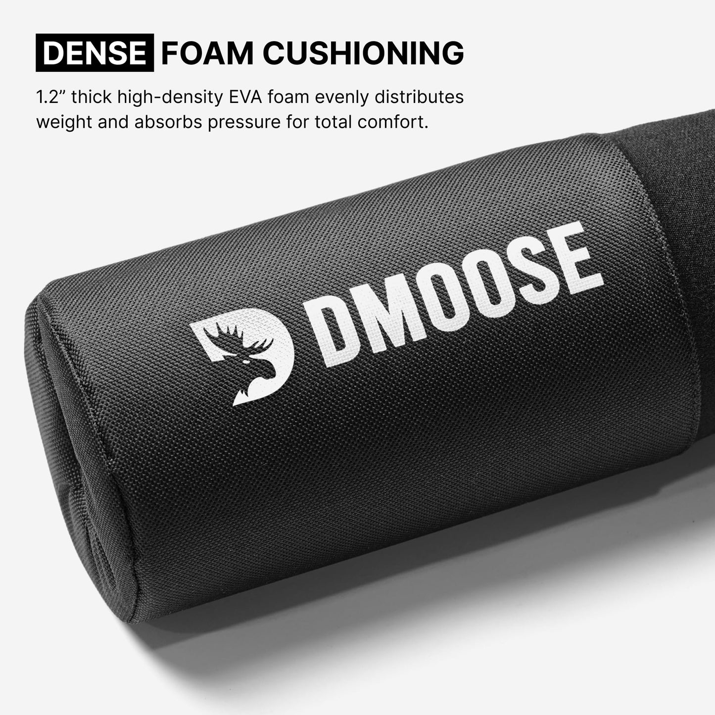 DMoose Fitness Barbell Squat Pad - Hip Thrust Pad for Squats & Lunges - Relief Pressure from Neck, Shoulder & Lower Back - Non-Slip EVA Foam with Safety Straps for Gym & Home - (Black Fabricated)