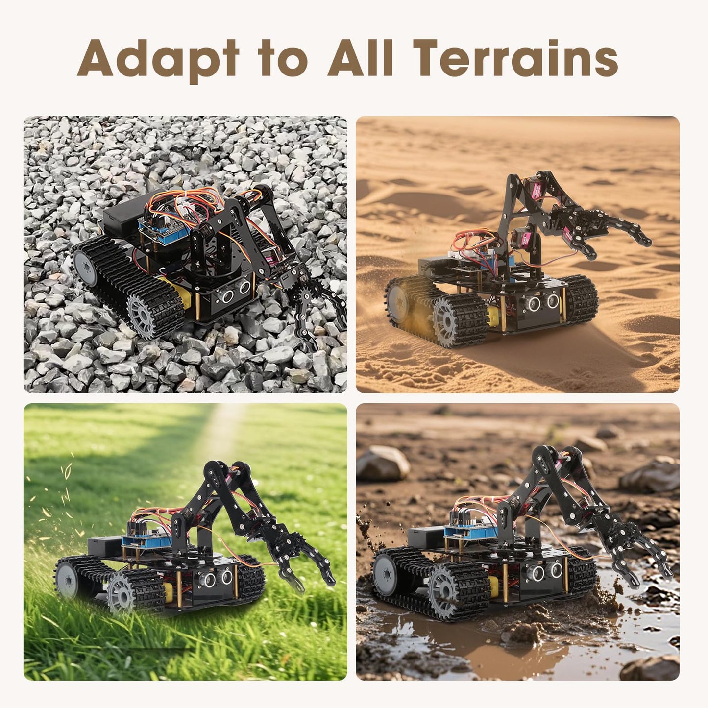 Robotics for Kids Ages 12-16, ACEBOTT 4 in 1 Smart Robot Arm with 5DOF + Tank Car, STEM Toys Coding Kit Compatible with Arduino & Scratch, App & Remote Control, for Kids & Teens