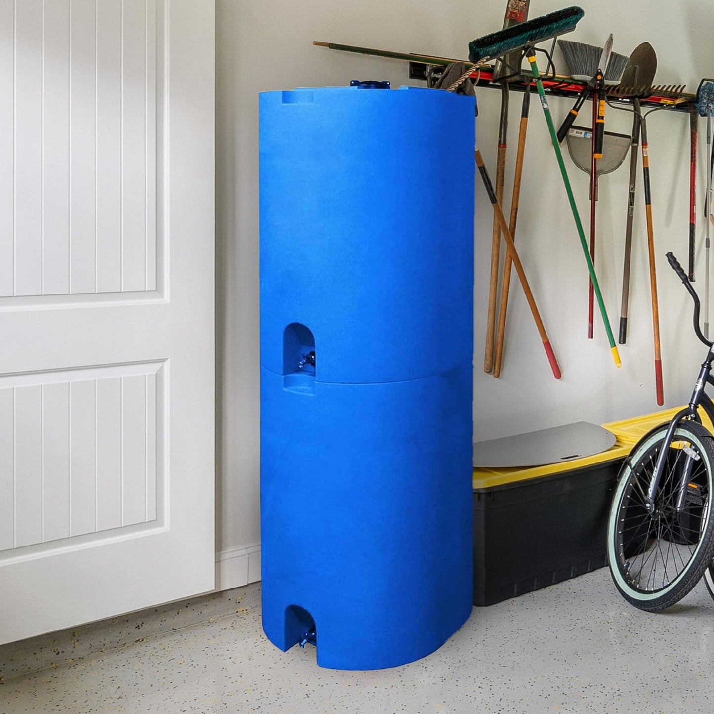 WaterPrepared 4 Pack Water Tank, Rain Barrel Storage, Stackable Drum, 55 Gallon