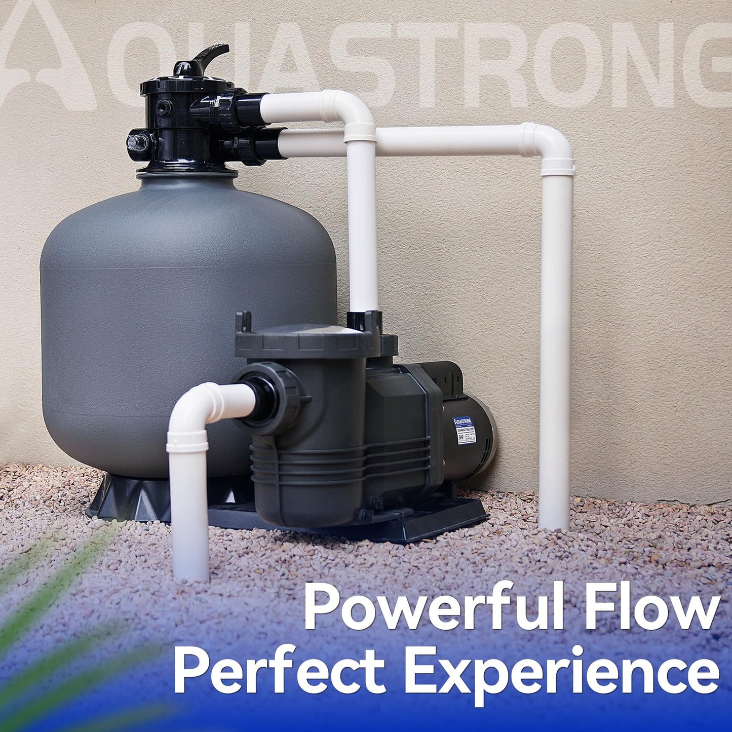 AQUASTRONG In/Above Ground Pool Pump Pure Copper Motor Energy Efficient High Flow Powerful Self Primming Swimming Pool Pumps with Filter Basket, Black