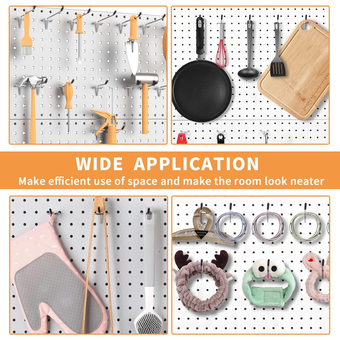 CAEYPOAR Pegboard Hooks, 25 Pack 4 inch Peg Board Hooks for Hanging, Fit 1/8" Metal Pegboards, Peg Board Hooks for Garage, Shop, Office, Crafts Organisation, Kitchen (Silver)
