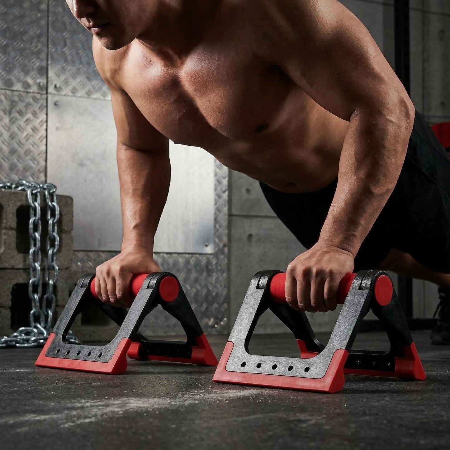 Toddmomy Foldable Push-up Stand Pair Portable Exercise Handles for Home Strength Training Compact Push up Bars for Floor Workouts with Rotating Arm Support 6.3 Inch Fitness Equipment