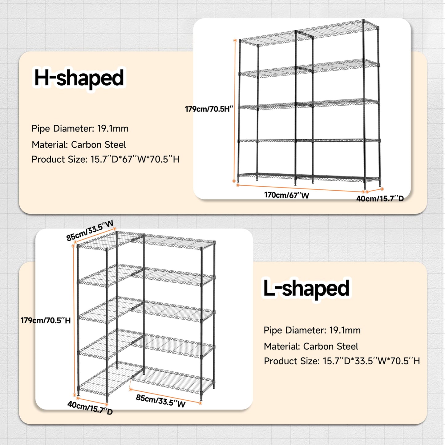 M MZG 5 Tiers Storage Shelves Load 1500LBS, Metal Shelving Wire Metal Shelving Unit Shelves for Storage Adjustable Garage Shelving for Pantry Kitchen Garage Black 15.8" D x 33.5" W x 70.5" H