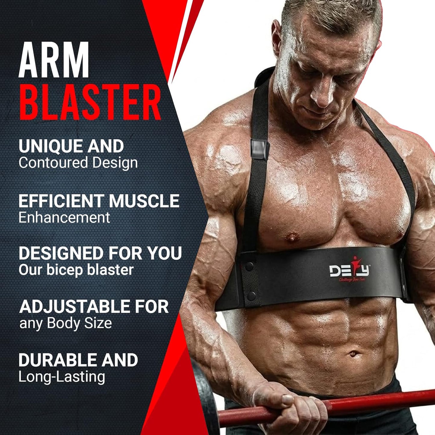 DEFY Arm Blaster for Biceps and Triceps Adjustable Curl Support with Durable 7mm Aluminum Plate and Neck Pad for Strength Training Bodybuilding isolator Curl Machine - Black
