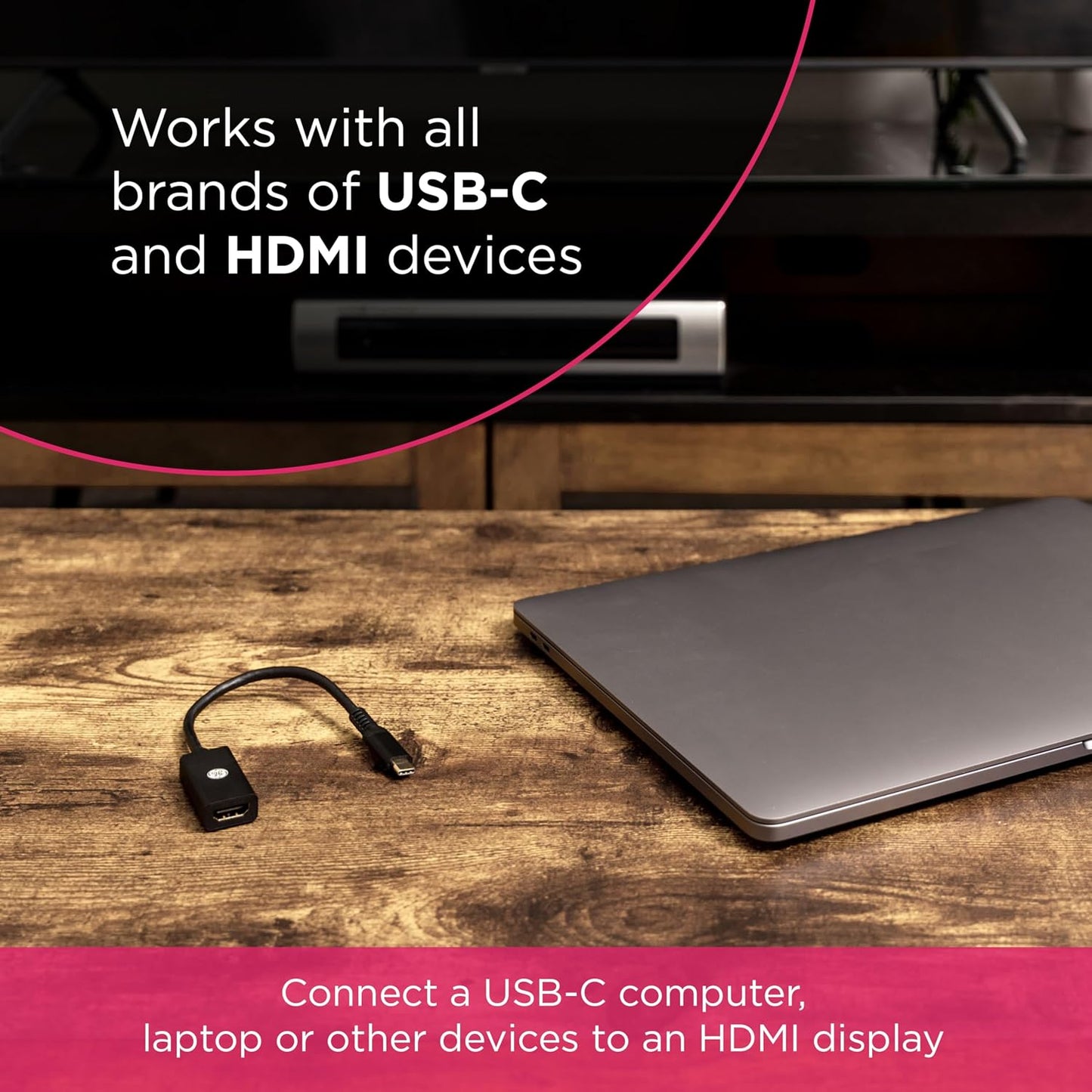 GE 4K 76050 USB-C to HDMI Multi-Monitor Adapter, Ultra HD Video & Audio, Travel-Ready, Plug & Play