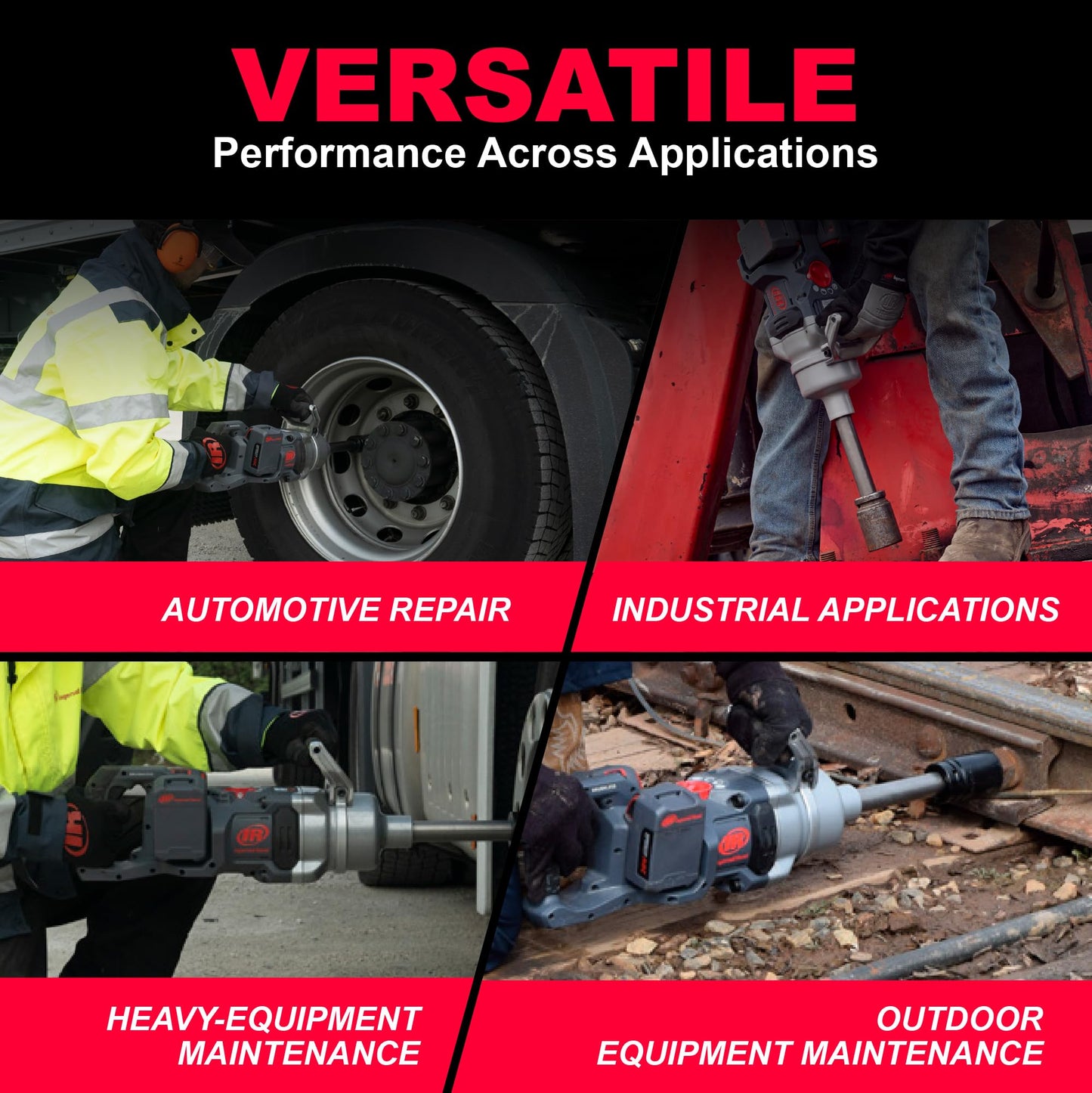 Ingersoll Rand W9691-K4E Cordless 1" High-Torque Impact Wrench Kit with 2" Extended Anvil, Includes 4 BL2022 5.0Ah Batteries and Dual-Bay Charger
