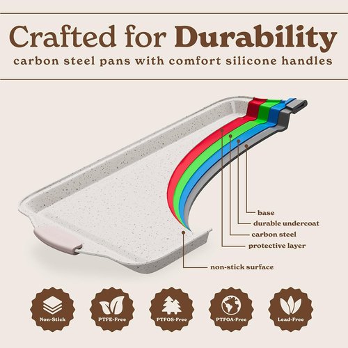 Country Kitchen Nonstick Bakeware Set - Durable, Easy Release, Stackable Design | 10 Pieces in Cream
