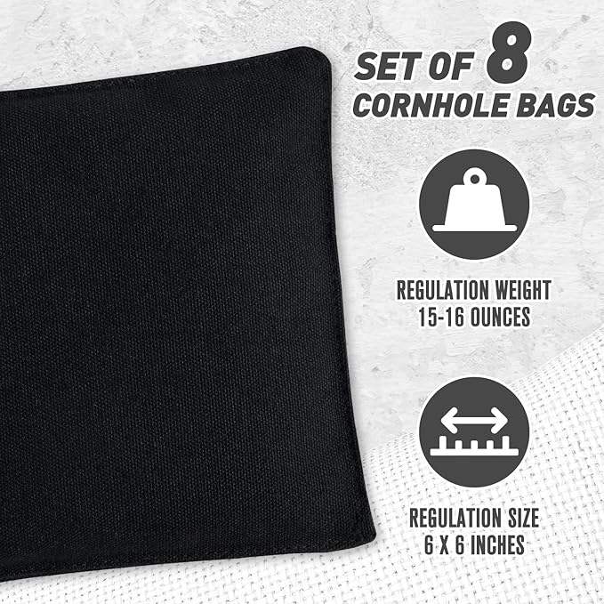 Cornhole Bags Set of 8 Regulation Corn Hole Bean Bags for Cornhole Game, Professional Weather Resistant Corn Hole Bags with Tote Bag