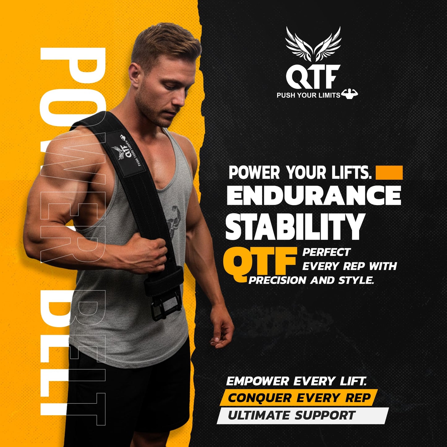 QTF Weight Lifting Belt Gym Exercise Workout, 4 inch Sued-Leather-Belt Padded Lumbar Back Support Men Women, 9 double Adjustable Holes, Powerlifting Bodybuilding Deadlift, Squat Fitness Strength Training Belt (Black, Small)