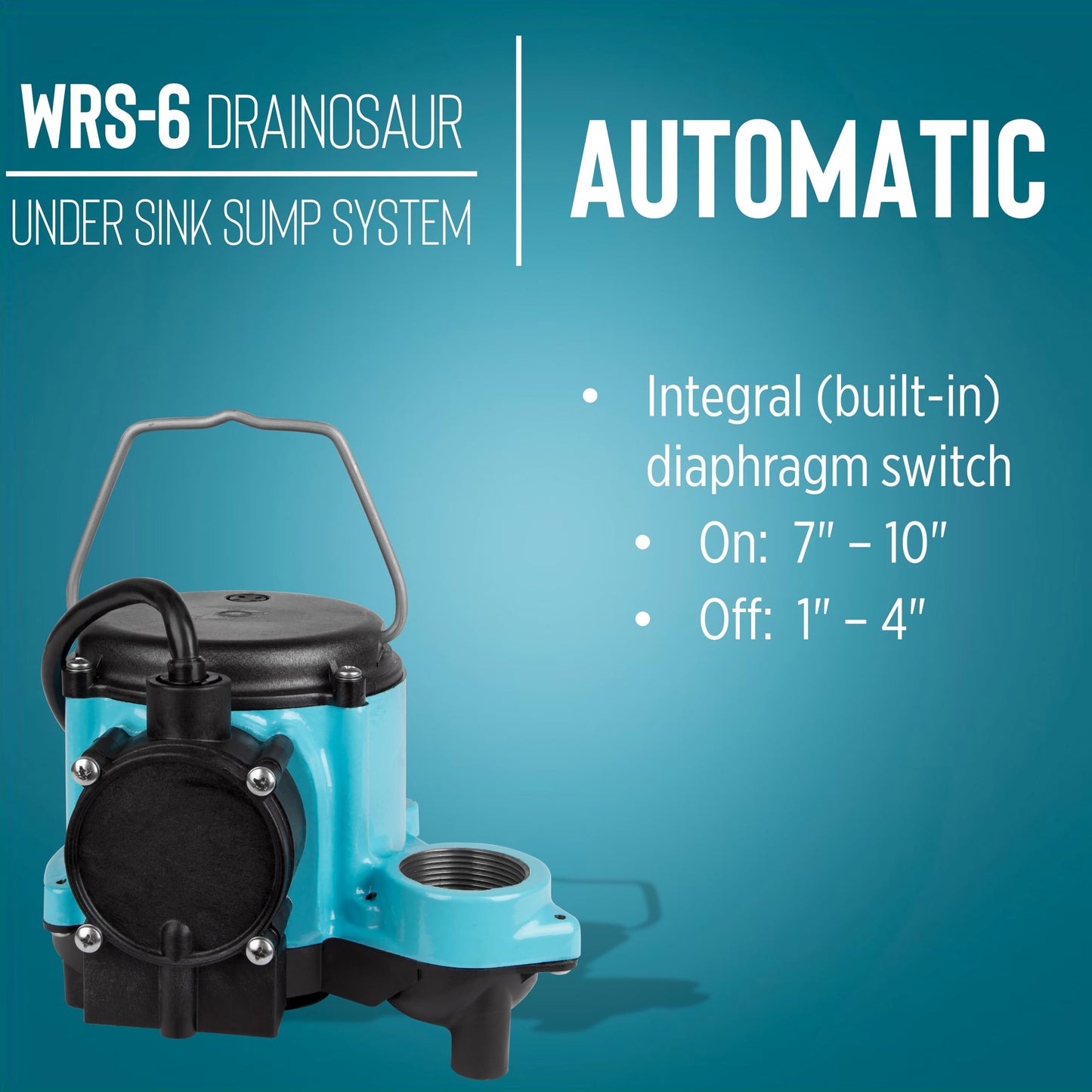 Little Giant WRS-6 115-Volt, 1/3 HP, 2760 GPH Under Sink Drainosaur Automatic Sump System with Big John 6-CIA Sump Pump, 5-Gallon Tank and 10' Cord, Black/Blue, 506055