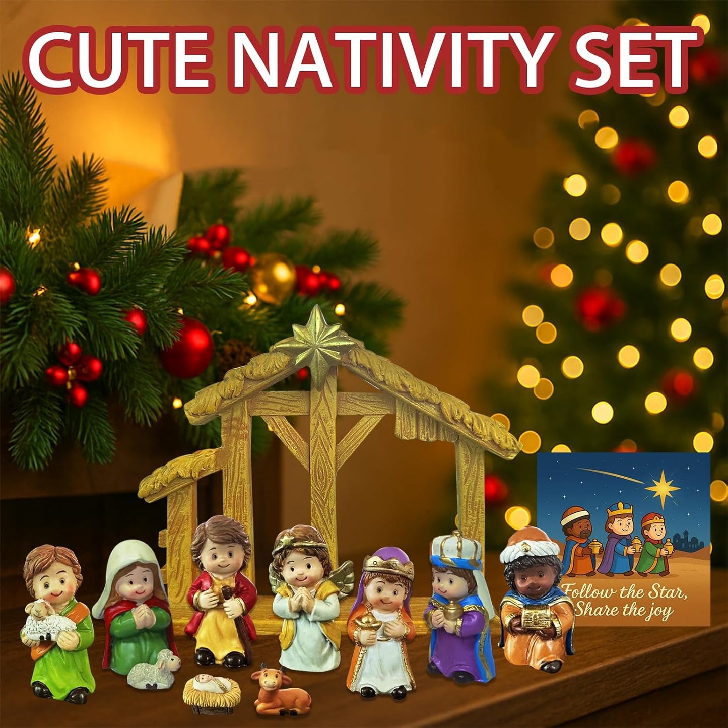 Regine Switzerland 12-Piece Nativity Scene Figurine Set - Christmas Manger Display with Holy Family & Wise Men | Gift-Boxed Holiday Décor