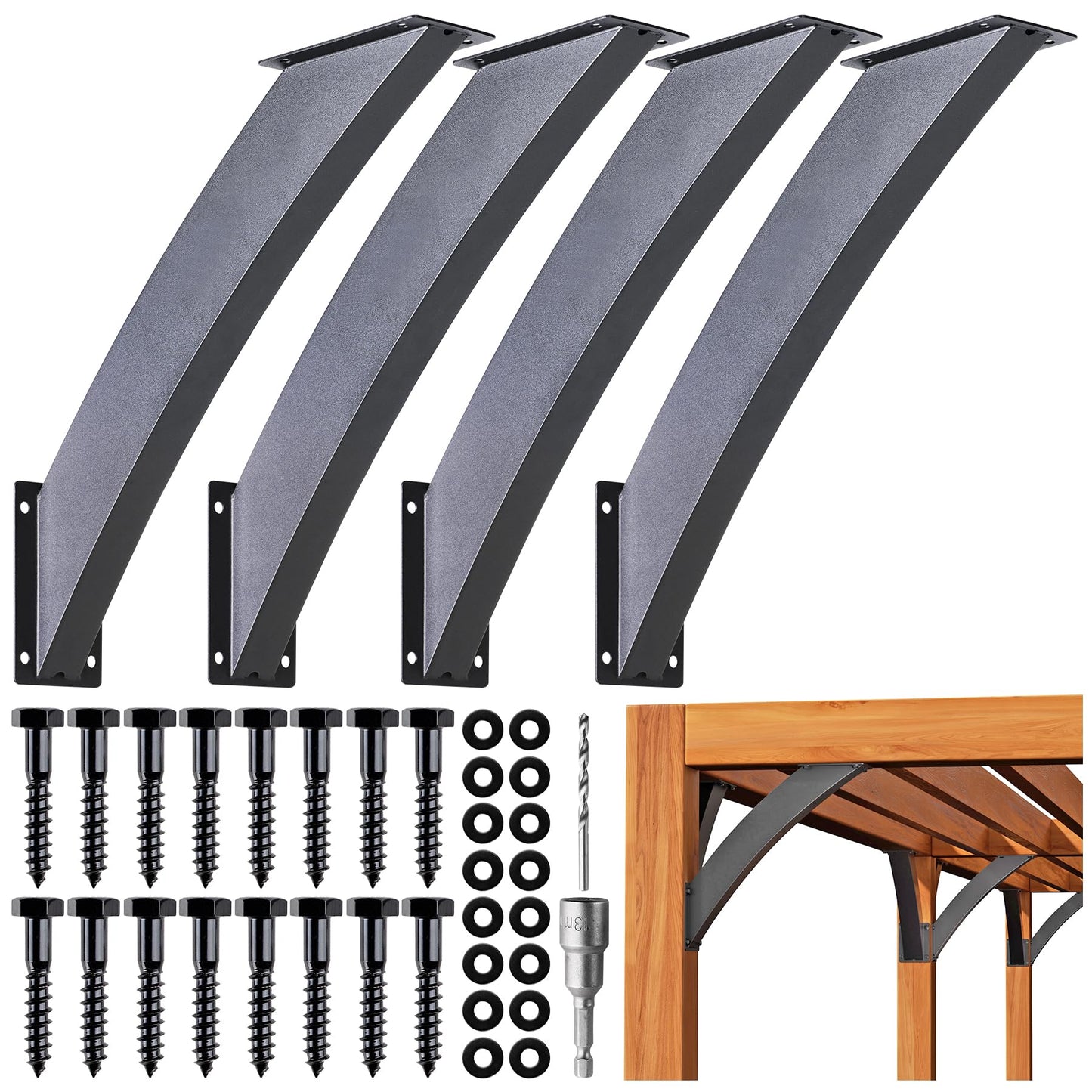 Epcee Heavy Duty 45 Degree Angle Support Bracket 2"×4" (Actual: 1.5"×3.2") Wood Beam Support Hardware Degree Post Bracket for Gazebos Pagola Porches 4Pcs