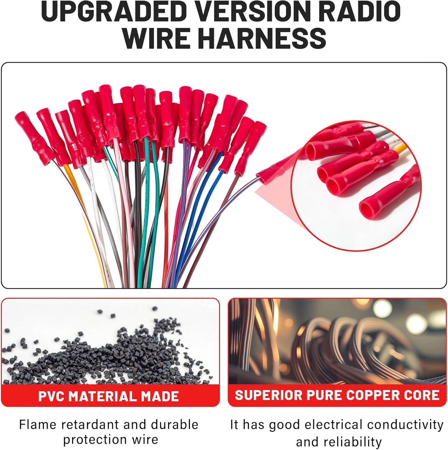 2005-2015 2007-2014 RED WOLF Car Radio Wiring Harness Fit for Chevy Silverado, GMC Enclave Yukon Savana Buick Install