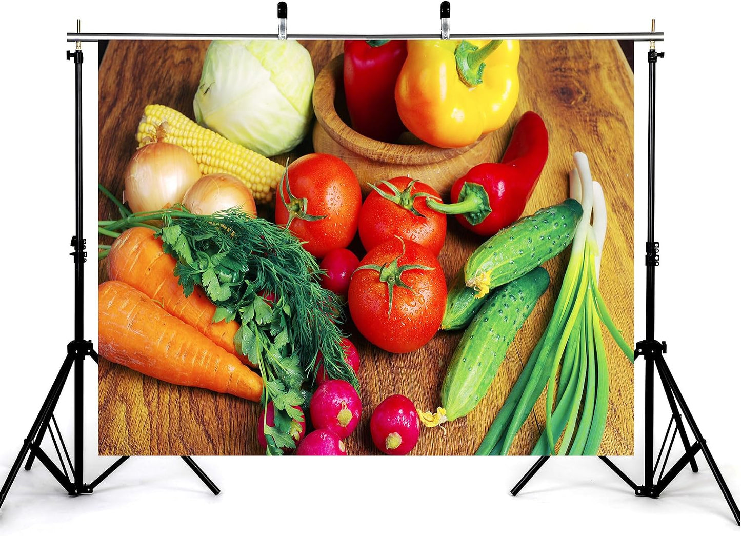 KeyWork 10x7ft Fresh Vegetable Backdrop Farm Produce Photography Background for Farm Themed Wedding Bridal Shower Party