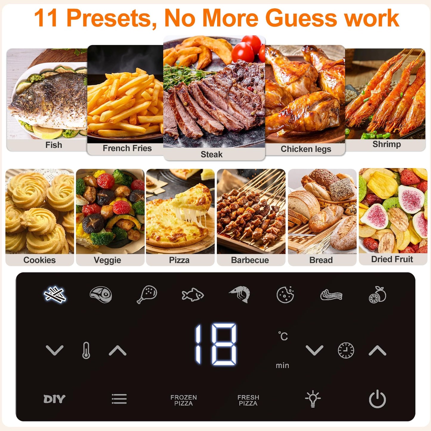 FLAREFX 4.5QT Air Fryer Pizza Oven with 11 Presets, Air Fryers with Dual Heating & 360° Airflow | Viewing Window | Touch Display, Nonstick Airfryer for Roast, Bake, Dehydrate, Microwave, Reheat & More