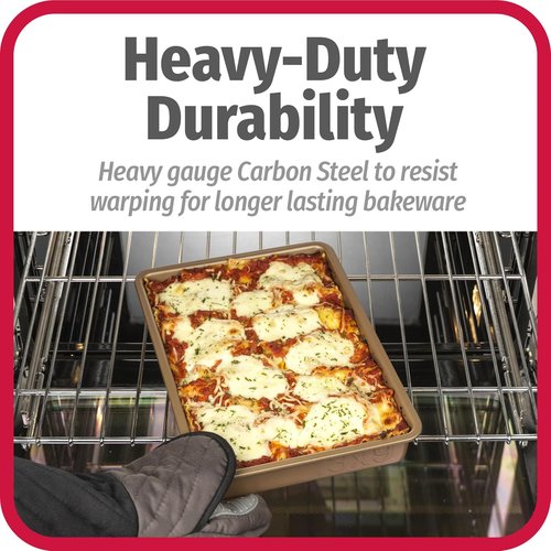 GoodCook BestBake Nonstick Bronze Baking Pan - 9" x 13" Oblong, Scratch-Resistant Carbon Steel, Durable Bakeware for Easy Cleanup