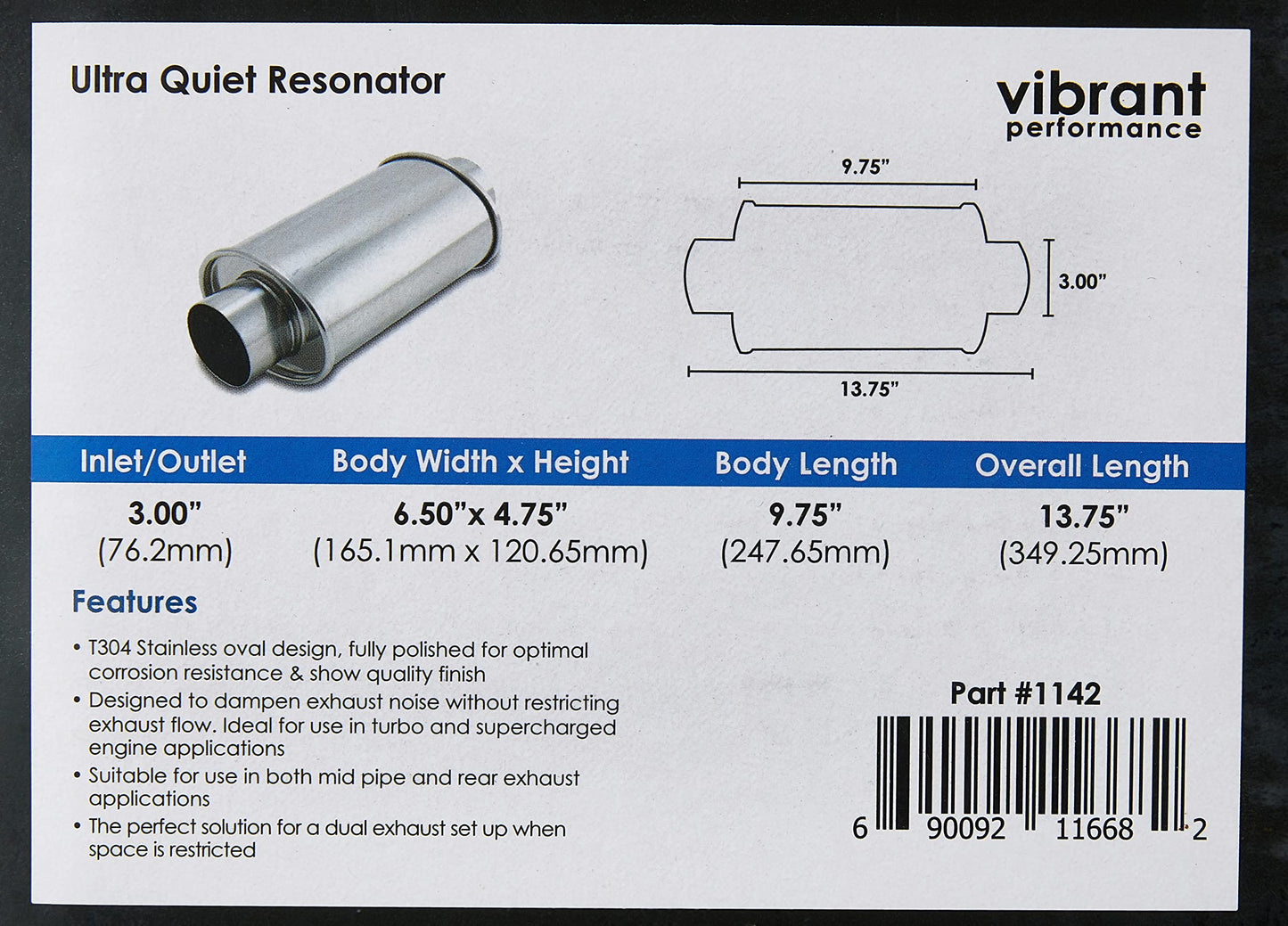 Vibrant Performance 1142 3" Ultra Quiet Resonator