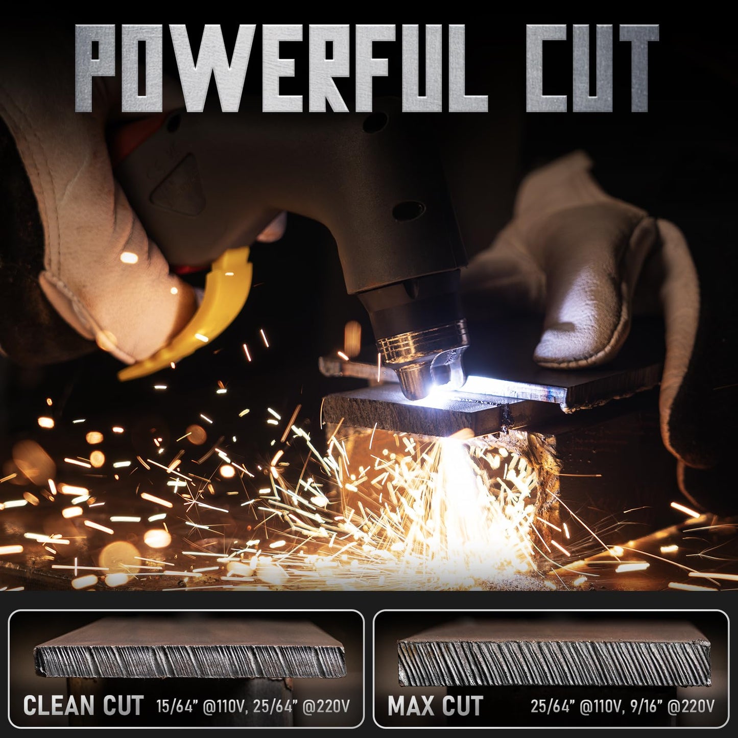 YESWELDER Plasma Cutter with Built In Air Compressor, Large LED Digital Display 55Amp 110V/220V Non-High Frequency Non-Touch Pilot Arc Plasma Cutting Machine CUT-55DS FUSION