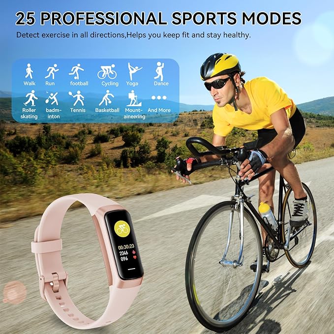 Fitness Tracker with 24/7 Heart Rate, Blood Oxygen Blood Pressure Sleep Monitor, Activity Trackers 5 ATM Waterproof,Step Calorie Counter Pedometer Health Smart Watch for Women Men