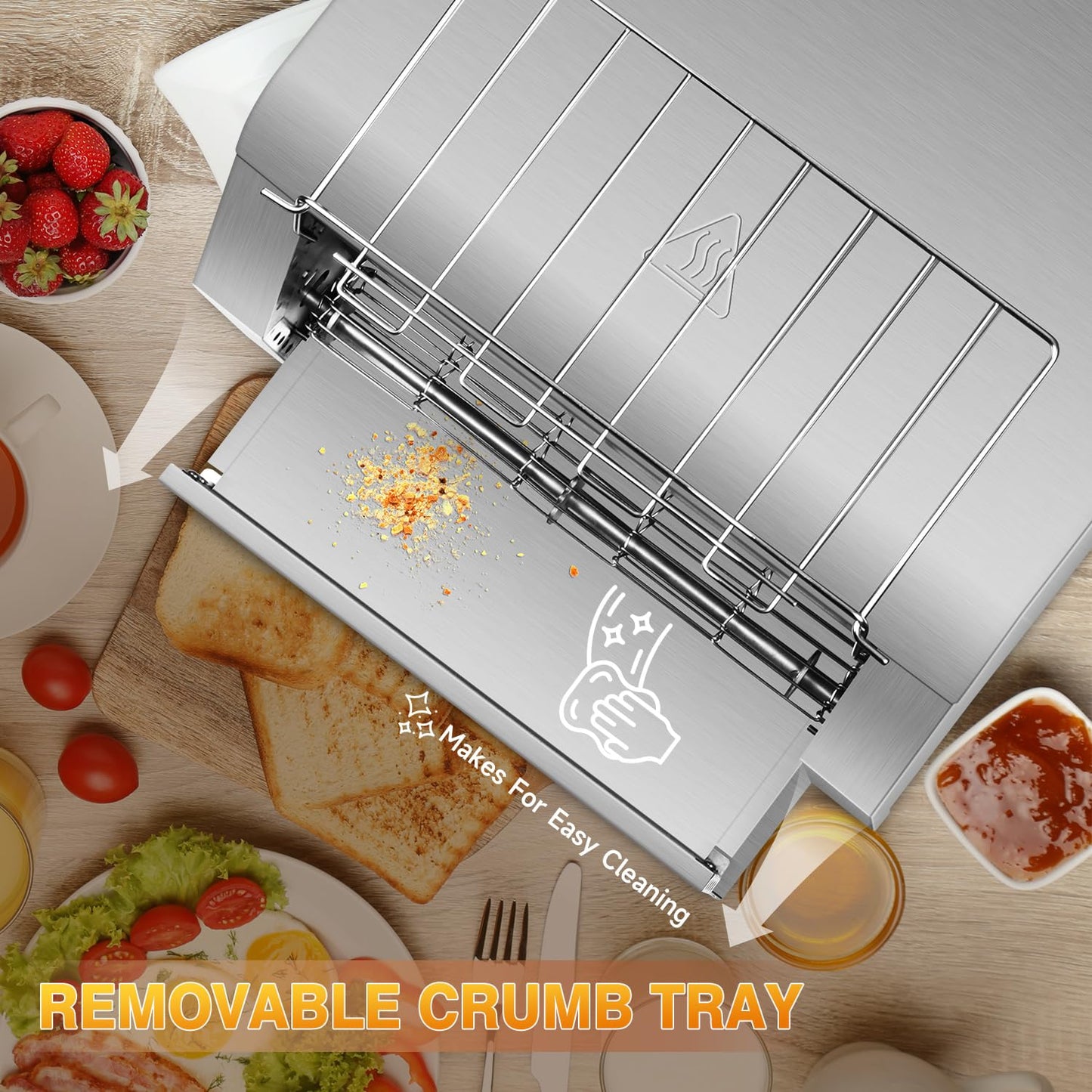 Commercial Conveyor Toaster 450 Slices/Hour Stainless Steel Toaster 2600W Heavy Duty Industrial Toasters Electric Oven with Dual Heating Tube for Bagel Bread Croissant Bakery Restaurant Cafe