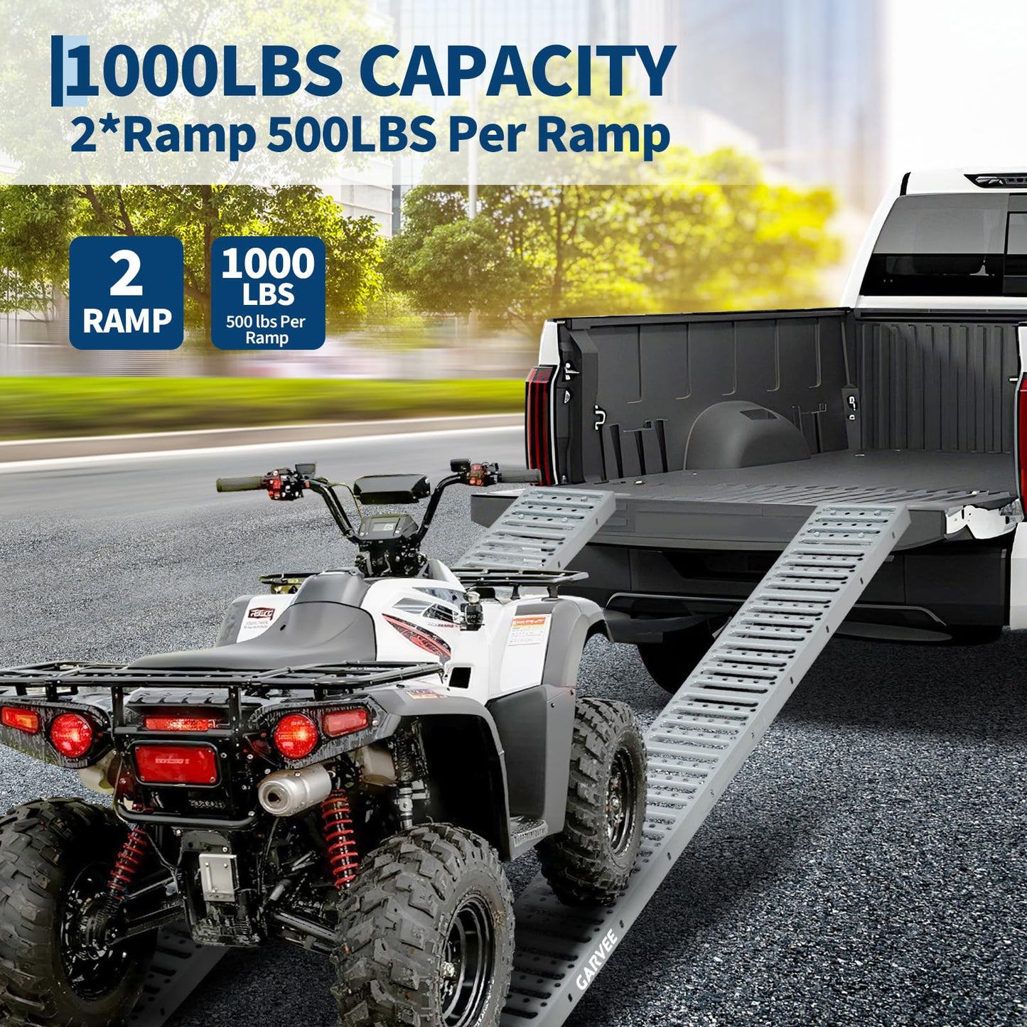 Garvee 72"x9" Heavy Duty Steel Loading Ramps (2 Pack) – 1000 Lbs Capacity, Non-Folding Truck & Trailer Ramps for Motorcycles, Dirt Bikes, ATVs, E-Bikes, UTVs – Portable Design