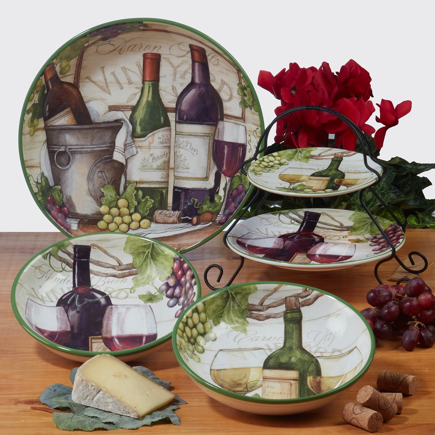 Certified International Meadow Brook 11" Dinner Plates, Set of 4, 2 Assorted Designs
