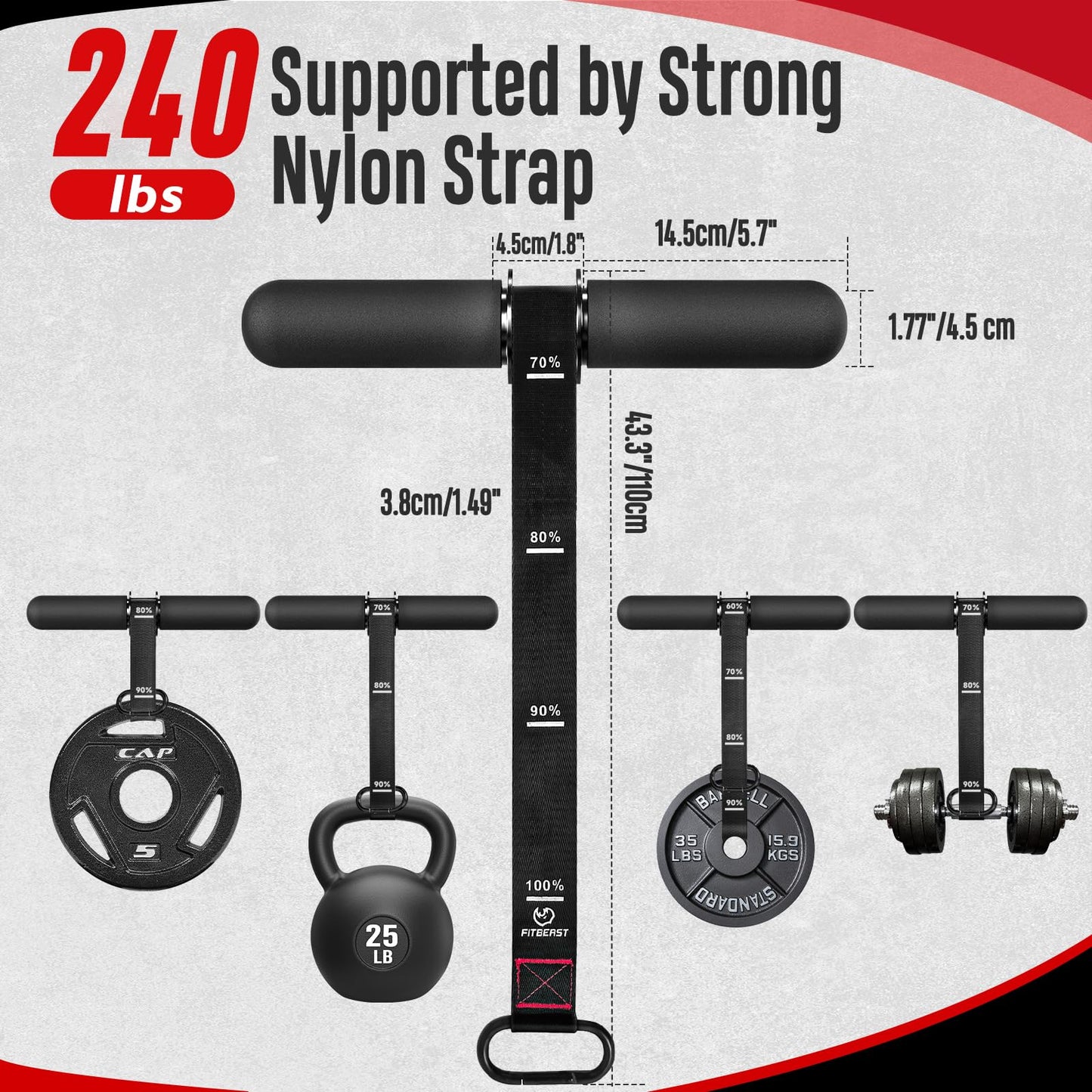 FitBeast Forearm Strengthener & Exerciser, Wrist Roller with Thicker Handle, Trainer with Adjustable Strap - Ideal for Grip Strength, Muscle Building, Rehabilitation (Black)