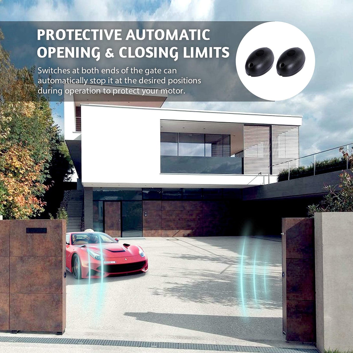 CO-Z 1800 lb Automatic Sliding Gate Opener with 3 Remote Controls, Electric Rolling Driveway Slide Gate Motor, Complete Gate Operator Hardware Security System Kit for Sliding Gate Up to 40 Feet