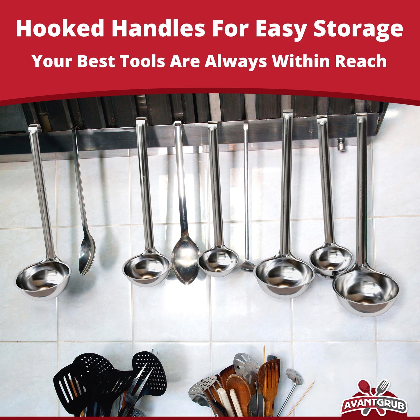 Super Sturdy, Ergonomic 4 Oz. Soup Ladle 3 Pk. Stainless Steel Ladles with Long Handles. Best Kitchen Accessories for Stirring, Portioning and Serving Soups, Chili and Stew in Restaurants and at Home