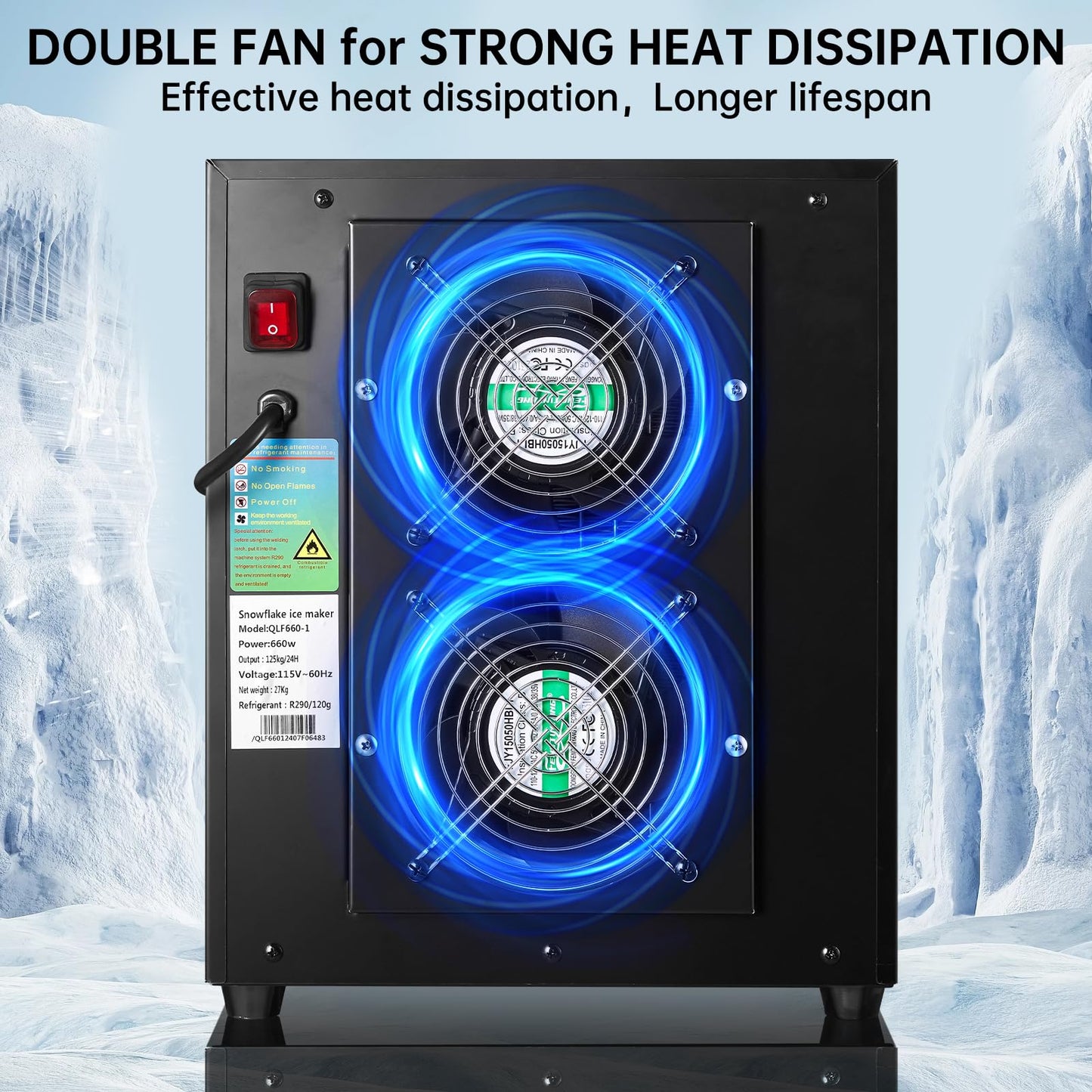 MWNYTUOH Snowflake Ice Machine, 330.6LBS/24H 660W Shaved Ice Machine, Rapid Cooling, Food-Grade Stainless Steel Material, Snowflake Ice Maker for Dessert, Ice Cream,Suitable for Party＆Commercial Use