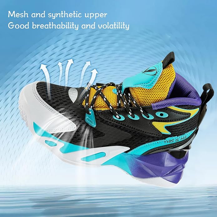 VITUOFLY Kids Basketball Shoes Boys Air Cushion Sneakers Girls Mid Top School Hoops Shoes Non-Slip Outdoor Sports Running Gym Comfortable Durable Little Kid/Big Kid