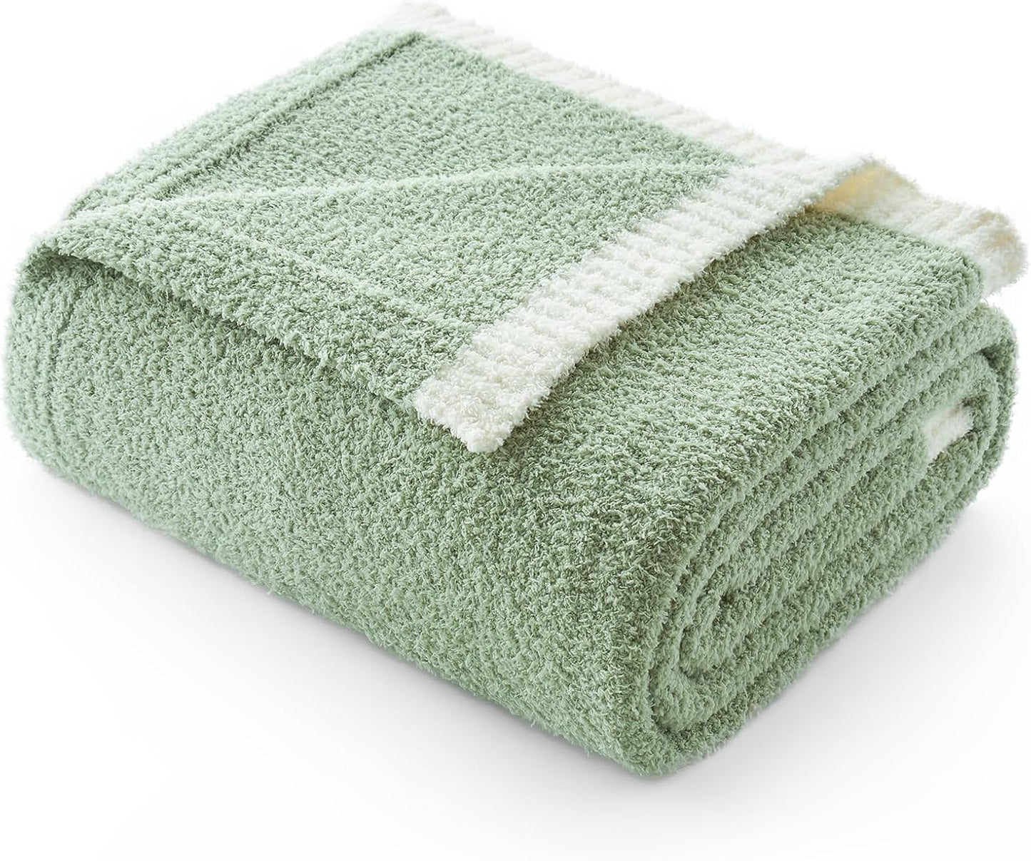 Snuggle Sac Ultra Soft Throw Blanket - Reversible Sage Green Microfiber 50x60 Inches | Cozy Gift for Women