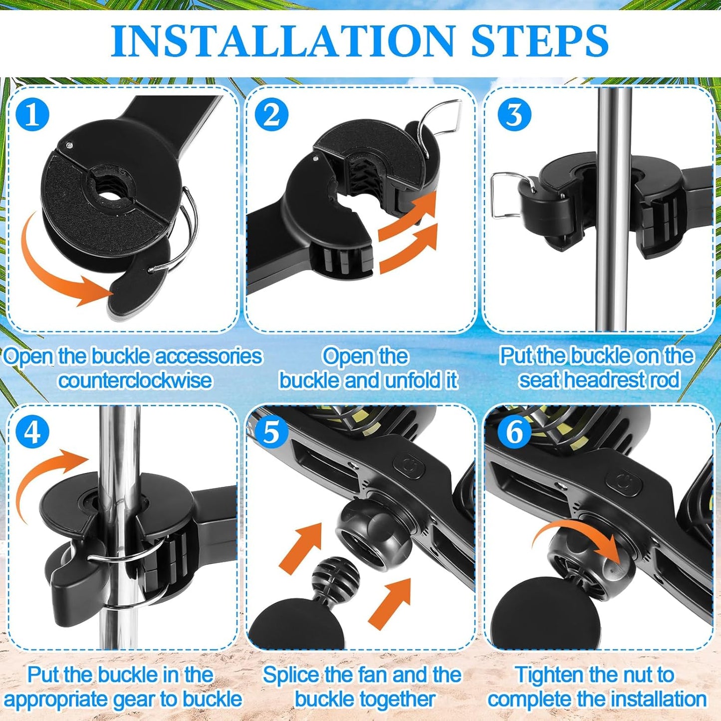 Tujoe 2 12v 360 Pcs Dual Car Seat Fans for Portable USB Backseat Cooling Headrest Degree Rotatable Fan Powerful