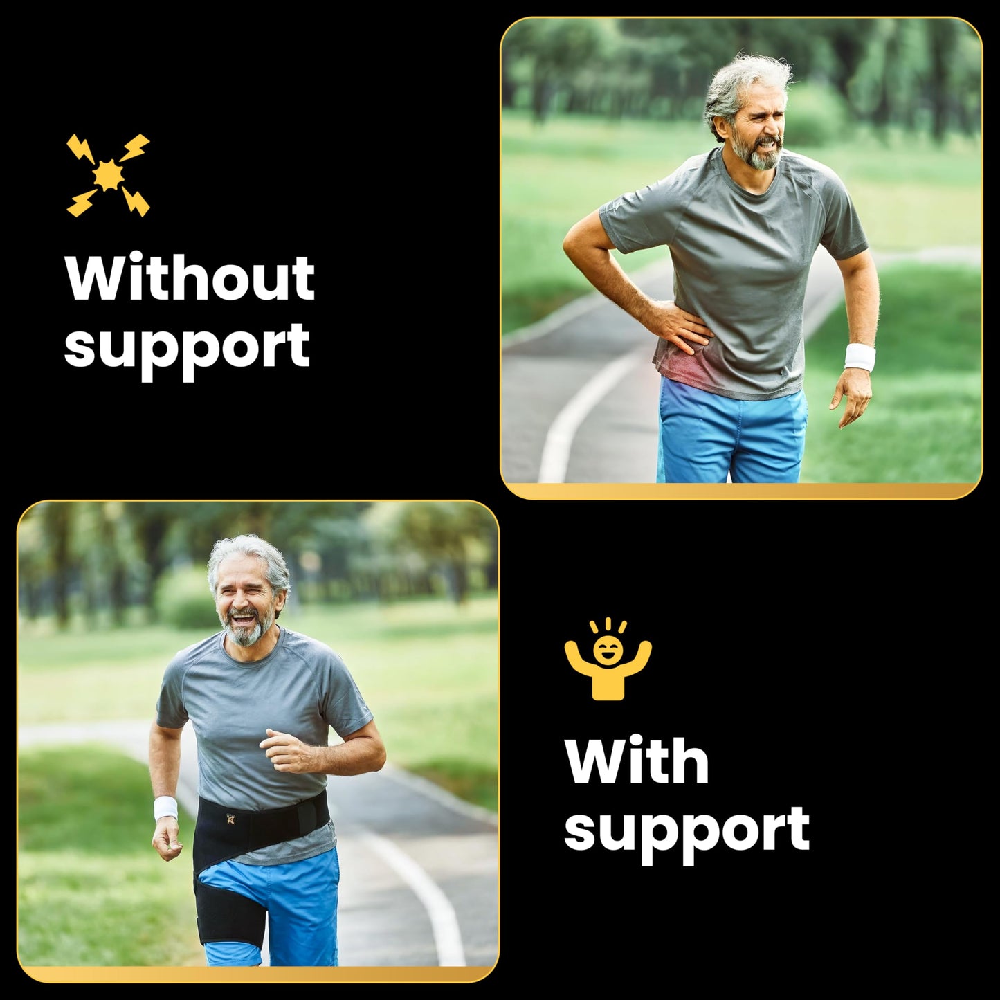 CopperJoint Adjustable Hip Brace for Women and Men, Black, One Size-Hip Support Brace for Groin, Hamstring, Thigh,Bursitis & Hip Arthritis, Left or Right Wear, Ideal for Daily Active Use
