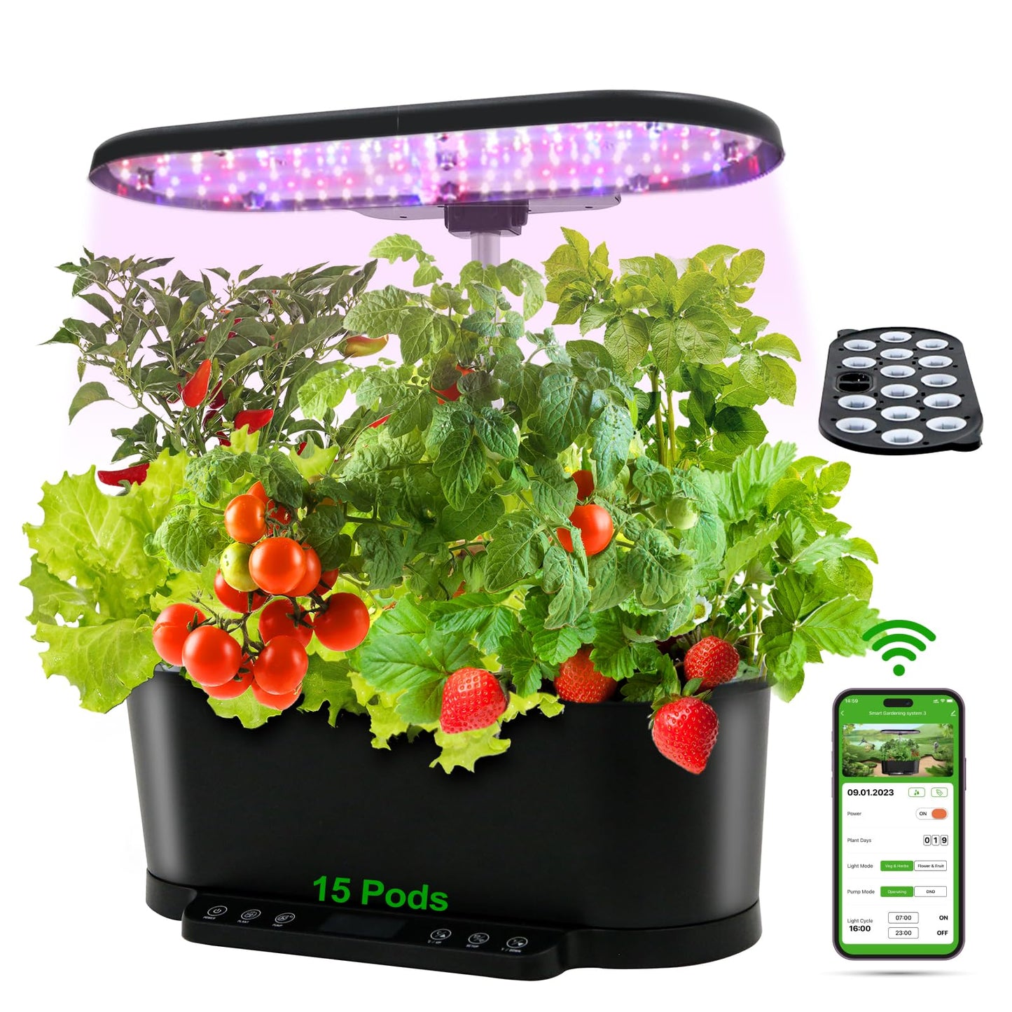EAGLE PEAK Flex Ultra Compact 4x4 Pop-up Canopy with 15 Pods Hydroponics Growing System