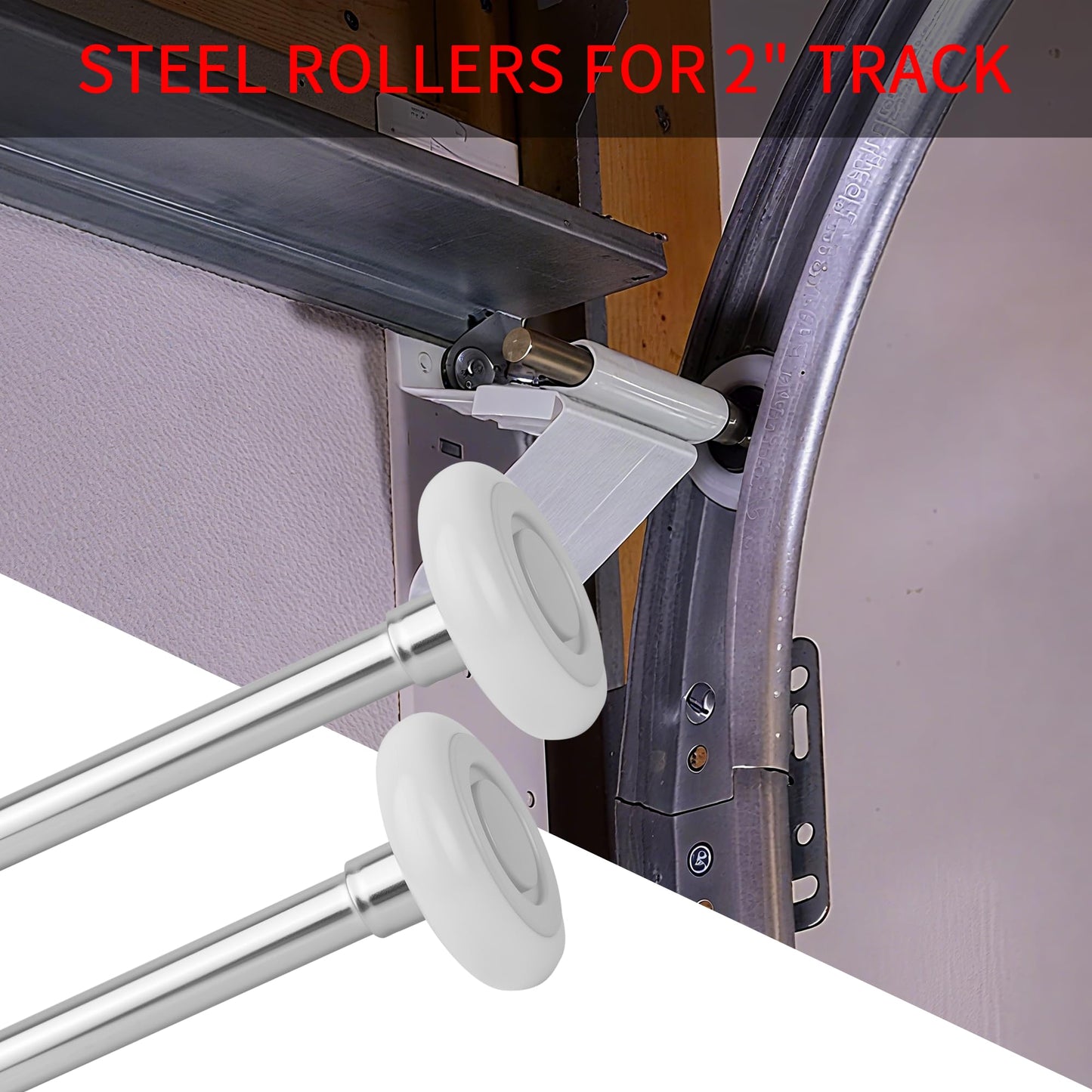 10 Pack 7" Stem White 2" Nylon Garage Door Roller with Protective Sealed-Cap(Dustproof), Ultra Quiet & Long-Lasting, Commercial High Load Capacity, Double Sealed Bearings