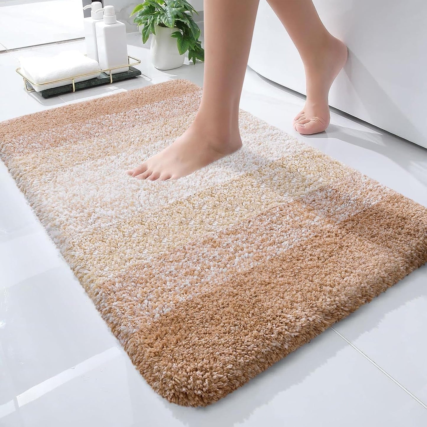 OLANLY Bathroom Rugs - Extra Soft, Absorbent Microfiber Mat | 24x16, Quick Dry, Machine Washable, Beige