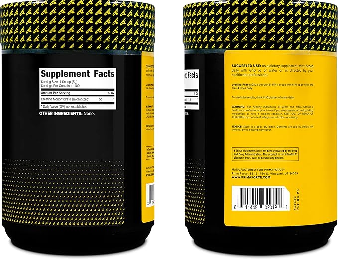 Primaforce Micronized Creatine Monohydrate Powder 500 Grams (1.1 Pounds)