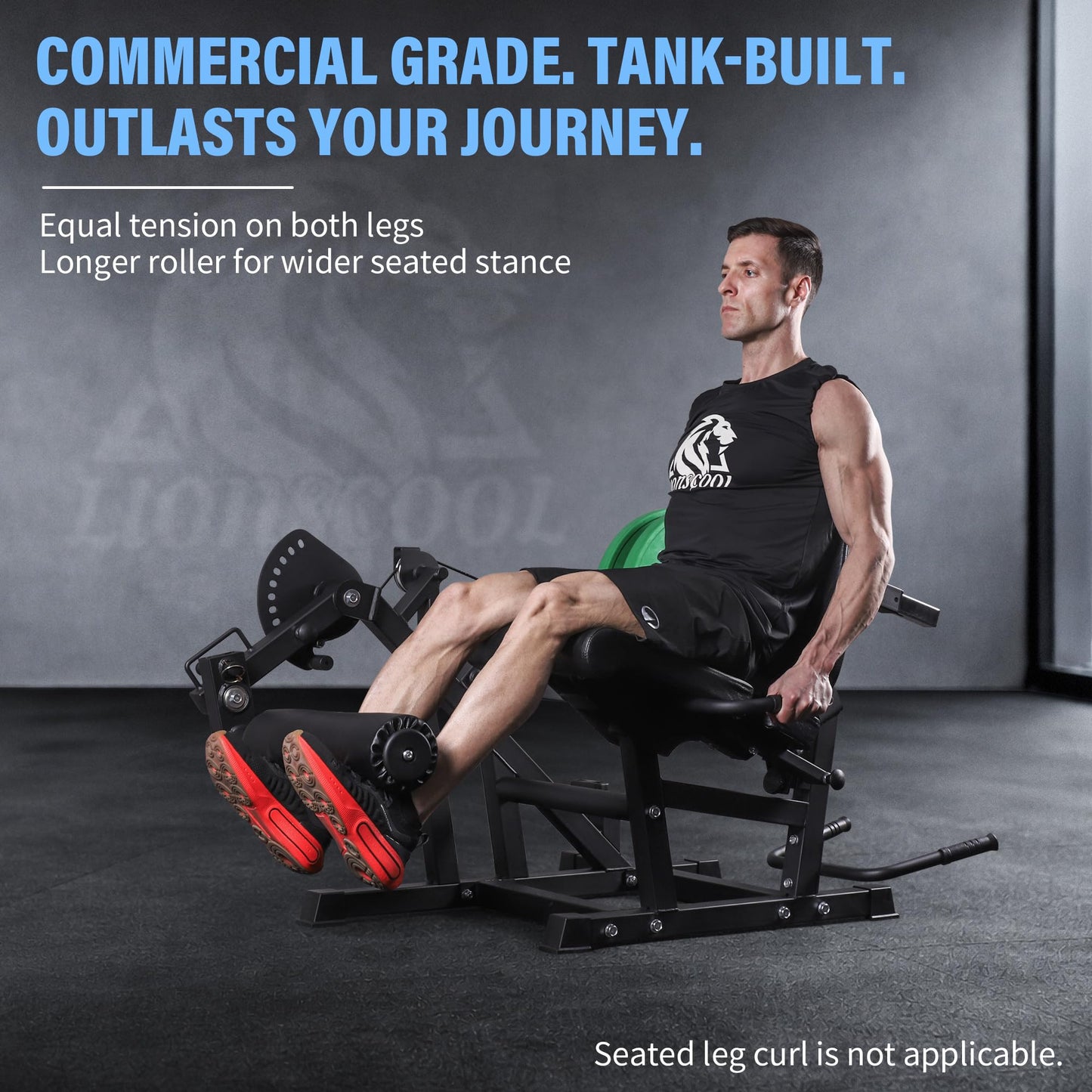 LIONSCOOL Leg Extension and Curl Machine V4.0, 800lbs Capacity Adjustable Seated Leg Extension, Lying Leg Curl Bench, Cable Operated 2” Plate Loadable Lower Body Exercise Equipment for Home Gym