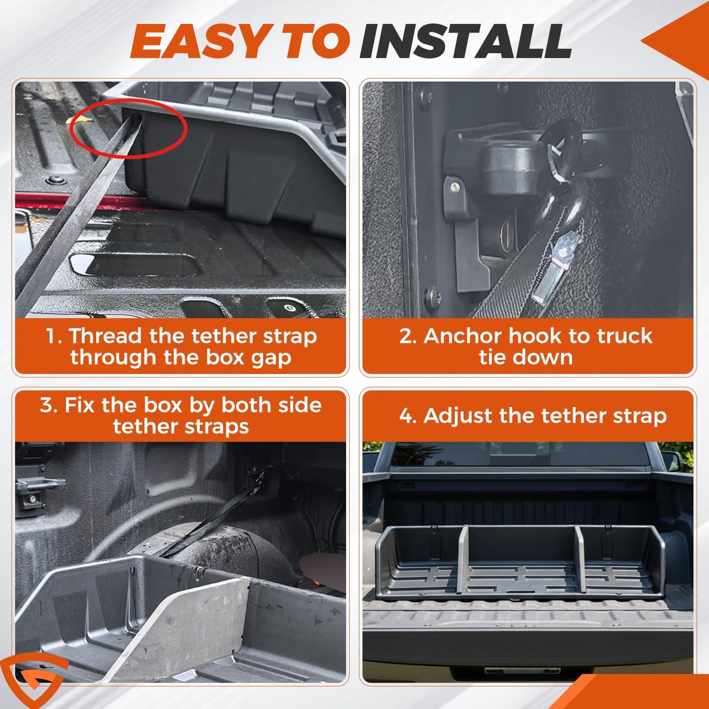 GEARLAST 56 inch Truck Bed Cargo Box, Truck Bed Organizers and Storage,Truck Bed Storage System with Isolation Netting and Tarpaulin, Tailgate-slide Design for Effortless Loading/Unloading