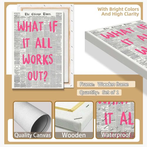 Drimiler Retro Newspaper Poster - Positive Affirming Quote Canvas Wall Art | 12x18in Framed Decor