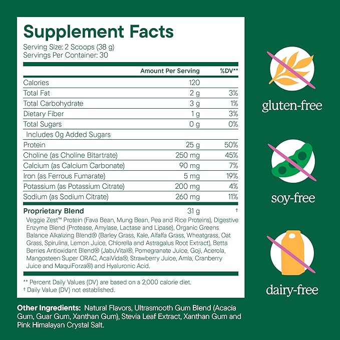 Nutranelle - Plant Based Protein Powder - 25 g Vegan Protein Powder with 30 Servings - Blended Rice & Pea with Superfoods & Amino Acids - Zero Sugar - Vanilla