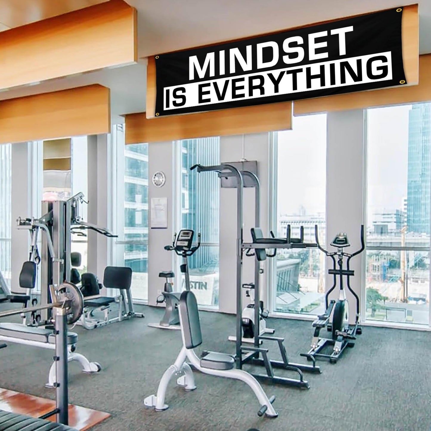 Bomtas Motivational Gym Posters Banners Flags for Home Gym Room Guys Office Bedroom Mindset is Everything Inspirational Flag Banner 24x72 Inch Motivation Wall Art Decor