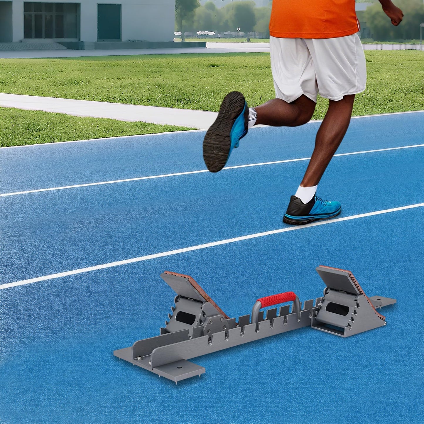 Starting Block, Running Starting Blocks Aluminum Alloy Running Track Blocks Adjustable Multi-Function Lightning Starting Block Sprinter Pedals w/3 Long Nails for Plastic Runway Cinder Track Back