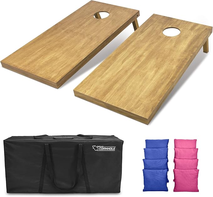 GoSports 4 ft x 2 ft Regulation Size Wooden Cornhole Boards Set - Includes Carrying Case - Full Regulation Size Bean Bag Toss Boards